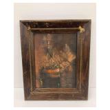 Textured Sailing Ship Painting with Wood and Rope Frame, Signed