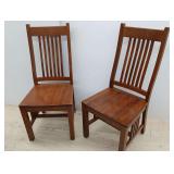 Pair of Mission Style Oak Dining Chairs