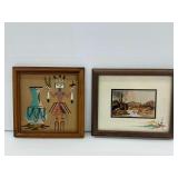 Native American Sand Painting & Desert Scene Watercolor