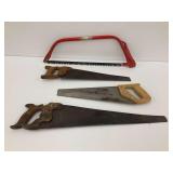 Group of Hand Saws - Bow Saw and Hand Saws