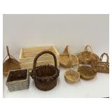 Assorted Decorative Basket Collection and Wooden Crate