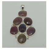 Sterling Silver Multi Stone Pendant