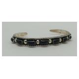 Sterling Silver Cuff Bracelet with Onyx Gemstones