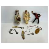 Christian Figures, Rex Allen Knife, Jewelry, and More