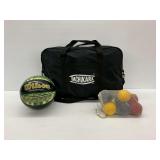 Mixed Sports Ball Set - Wilson Basketball, Molten Volleyballs, Bocce Balls & Tachikara Bag