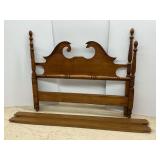 Wooden Queen Size Headboard, Footboard and Rails, damage...see photos