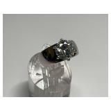 Sterling Silver Solitaire 9mm Brilliant Cut CZ Gemstone Ring...Size 7