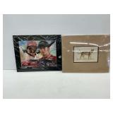 Two Unframed Art Prints: Nascar Earnhardts & Lioness