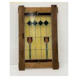 Tulip Stained Glass Window Panel... a few cracks