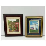 Framed Penny Cox Signed "Call Home George" Print and Wind Point Lighthouse Racine, WI Artwork