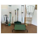 Assorted Tools, Garden Supplies, Mobility Aids, and Pet Bed