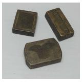 Three Vintage Brass Jewelry Molds with Designs