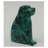 Malachite Stone Carved Dog Figurine..about 2 in. tall