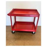 Red Two-Tier Metal Utility Cart