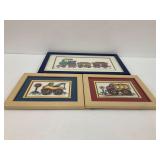 Betty Sills Framed Transportation Prints - Set of 3