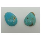 Two Genuine PatagoniaTurquoise Gemstone Cabochons - 16 ct Total