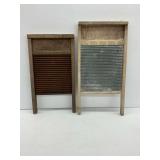 Two Vintage Washboards: "National Washboard Co." and "Belknap Hardware"