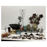 Home Decor Assortment - Metal Art, Candle Holders, Coal Hod, Mugs, and Decorative Tins