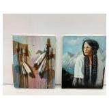 Pair of Native American Paintings on Canvas