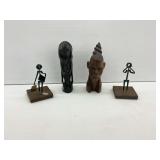 Four Wooden and Metal Figures