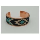 Copper Cuff Bracelet with Beadwork Design