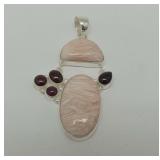 Sterling Silver Pendant with Peach and Garnet Stones