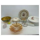 Vintage Glass and Porcelain Bowls, Plates, and Serving Pieces