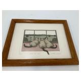 Martha Hinson Signed Framed Cat Art Print