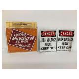 Logo-Motives Chicago Milwaukee St. Paul and Pacific Sign and High Voltage Signs