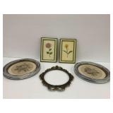 Collection of Botanical Art Prints and Decorative Frame