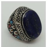 Lapis Lazuli Tibetan Silver....Ring Size 7