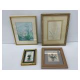 Group of Four of Floral Theme Artworks