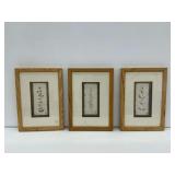 Three Pressed Botanical Paper Art Pictures... Signed and Dated