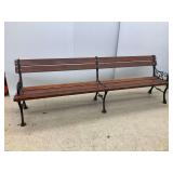Wooden Outdoor Bench with Ornate Metal Supports