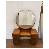 Art Deco Vanity with Round Mirror