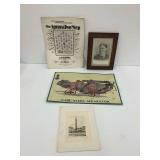 Framed Antique Portrait, Sheet Music, Case Steel Separator Sign, and More