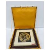 Framed Dragon and Phoenix Suzhou Embroidery Art in Case