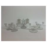 Set of Five Vintage Glass Candlestick Holders