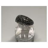 Sterling Silver Marcasite Domed Ring...Size 7