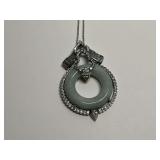 Sterling Silver Green Jade & Multi CZ Gemstone 2 in. Pendant...18 in. Necklace