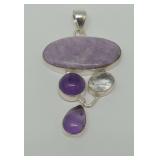 Sterling Silver Pendant with Assorted Gemstones