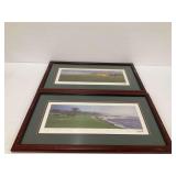 Patrick Drickey Framed Golf Course Lithographs: St. Andrews & Pebble Beach