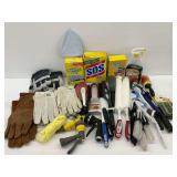 Mixed Lot: Cleaning Supplies, Gloves, Garden Tools, and More