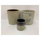 Three Vintage Stoneware Crocks