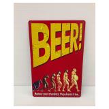 Beer Evolution Tin Sign ... 8 x 12 Inches