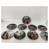 Nine Native American Scene Plates - One Has Chip