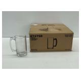 Box of 12 New Clear Glass Beer Mugs