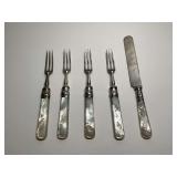 Vintage Forks and Knife Set with Sterling Silver & Mother of Pearl Handles
