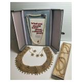 Cultured Pearl Necklaces and Pearl & Rhinestone Beaded Collar
