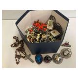 Various Jewelry and Christian Items Including Rosaries